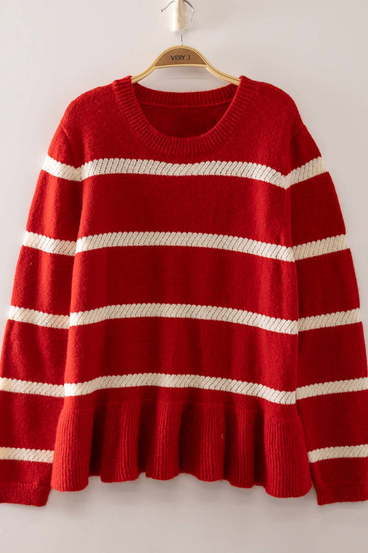 Stripe Peplum Knit Sweater