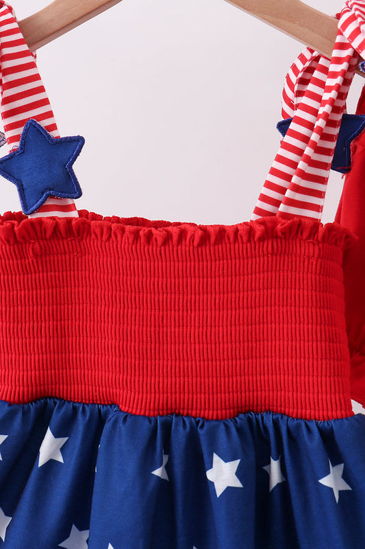 Blue star smocked bloomer set
