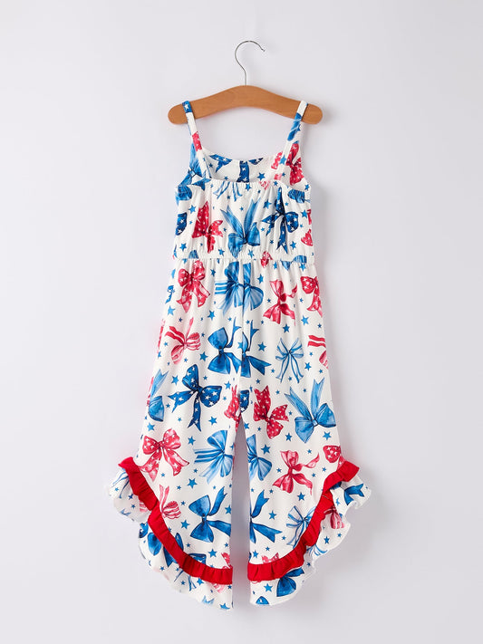 4th of july Bow Print Jumpsuit