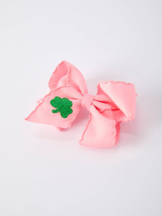 St. Patrick Shamrock Pink Hair Bow – Lucky Girls Hair Clip
