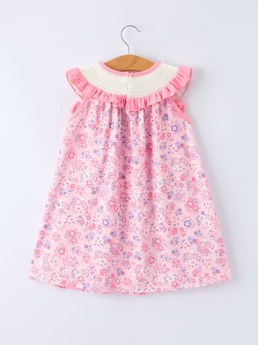 Floral Smocked Church Christ Bishop Christening Girls Dress