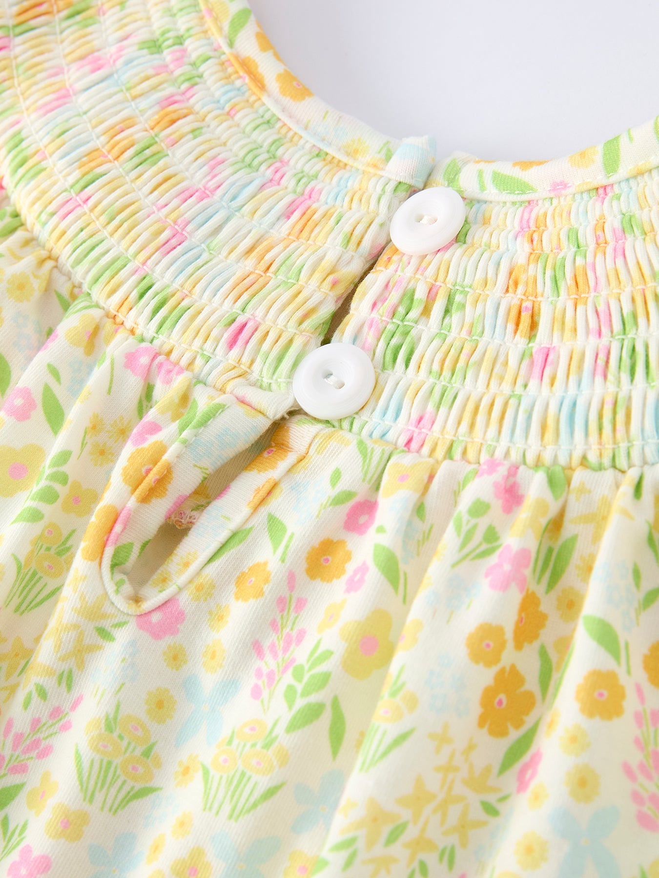 Spring Floral Smocked Girl Dress