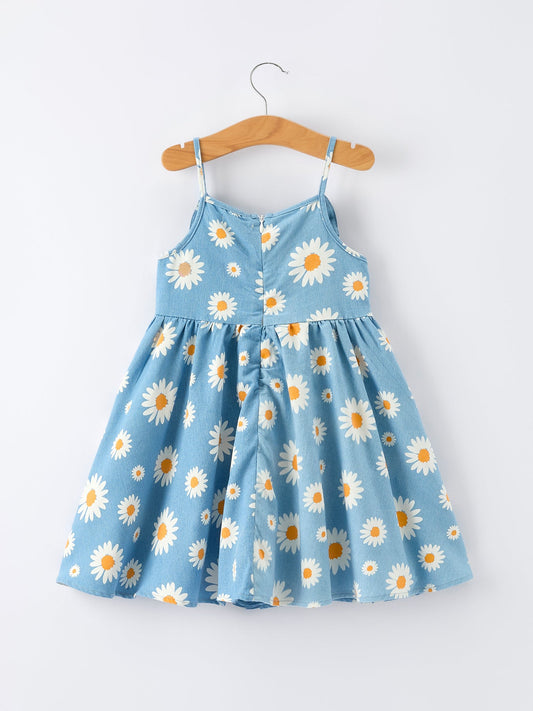 Spring Daisy Girls' Blue Dress