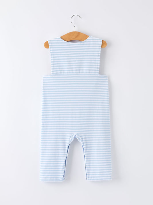 4th of July Stripe Blue Boys Romper