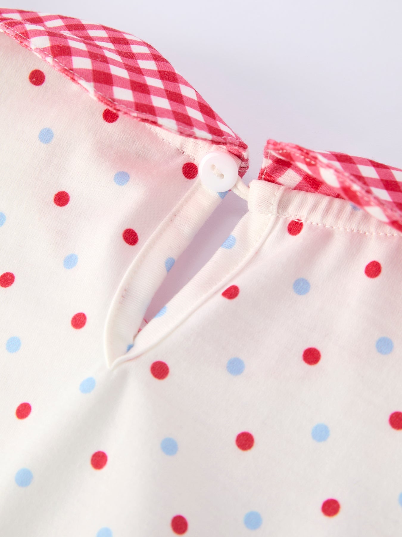 4th of July Dot Girls Dress Bow Ruffle Peter Pan Collar