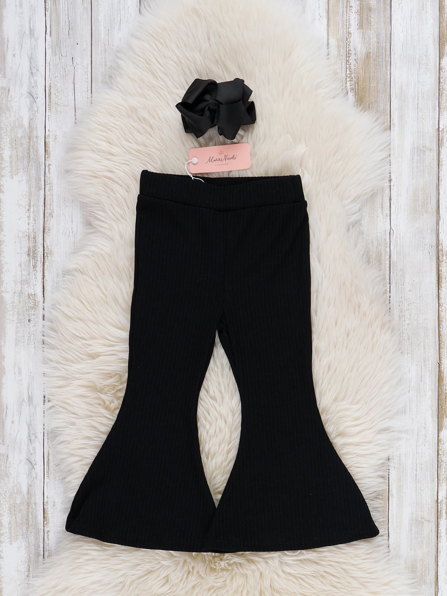 Black Ribbed Bell Bottoms