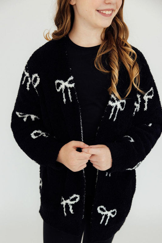 Black/Coconut Bow Cozy Cardigan