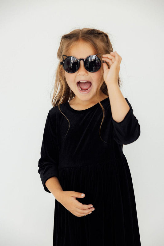 SALE Black Velvet Twirl Dress