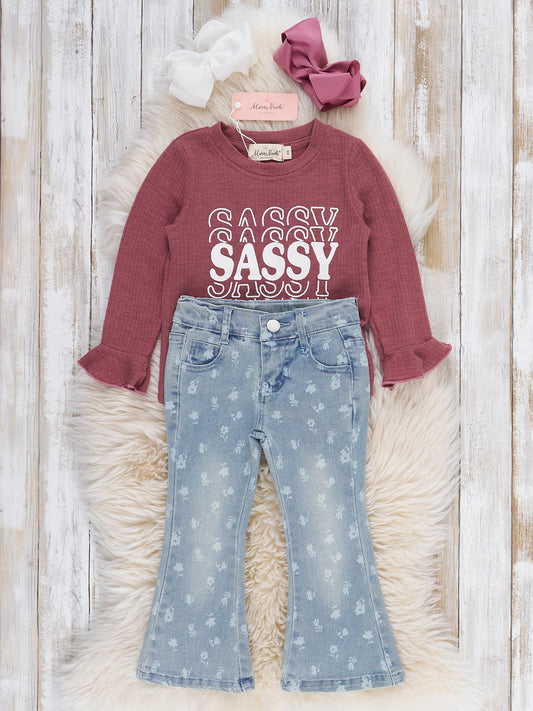 "SASSY" Denim Bell Bottom Outfit