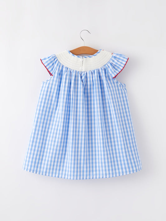 4th of july Flag Embroidery Smocking Girls Dress