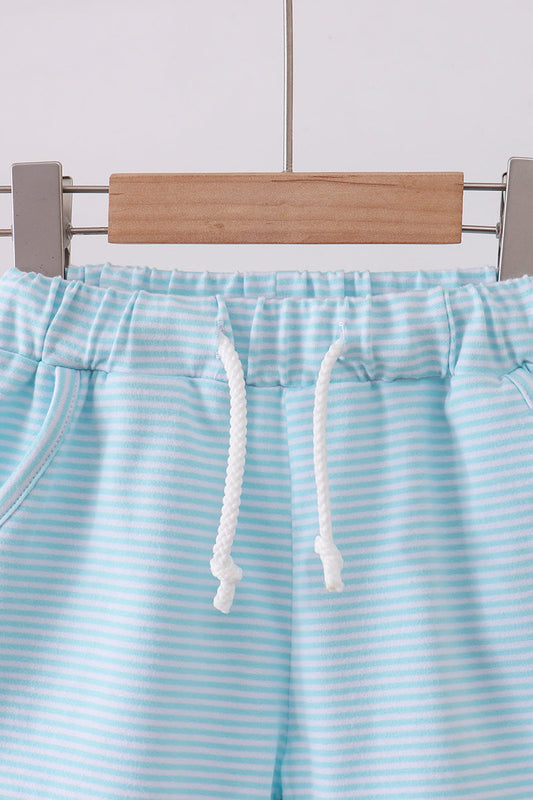 Premium Mint & white stripe drawstring shorts