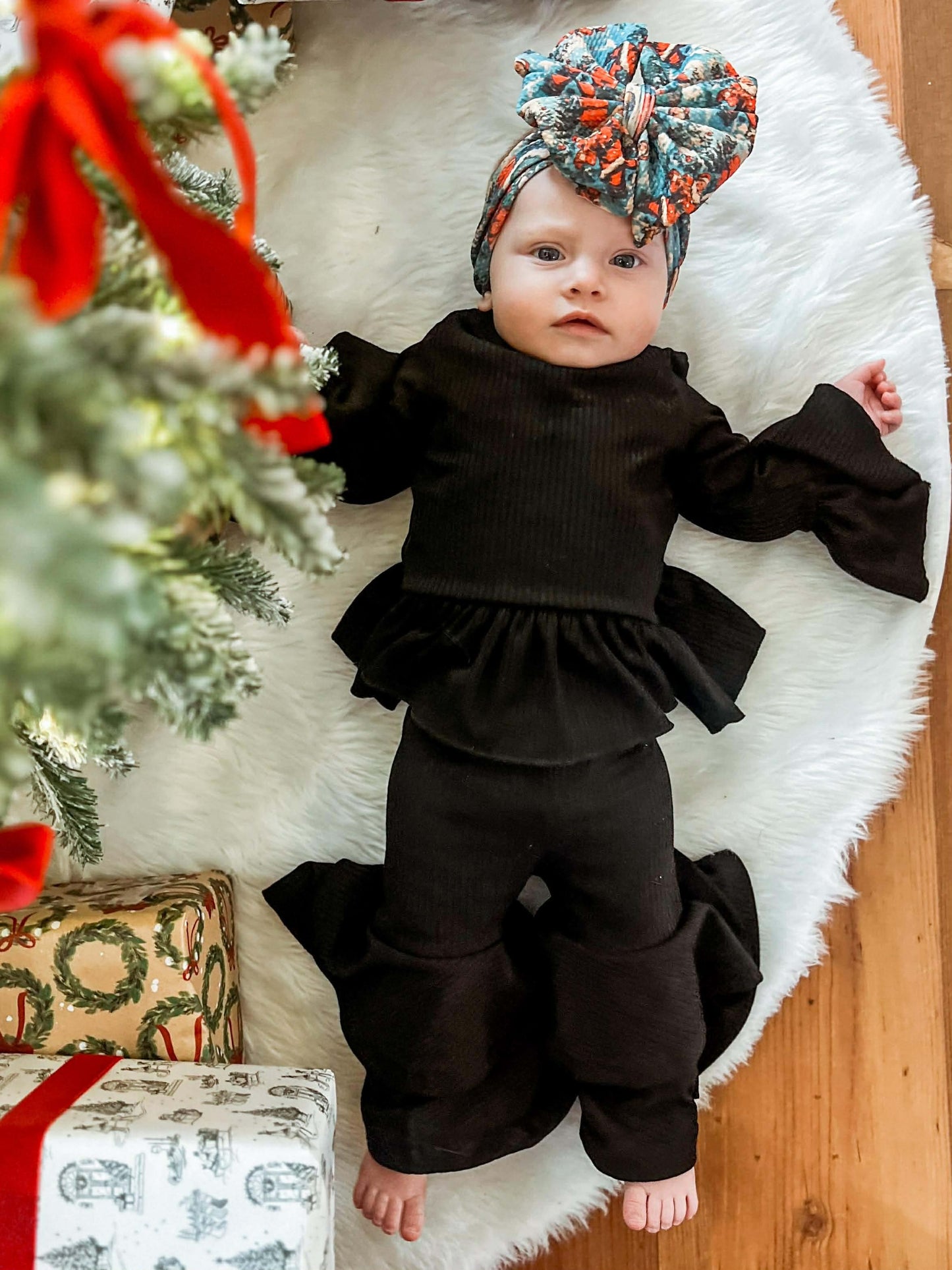 Midnight Edge Ruffled Sleeve Top