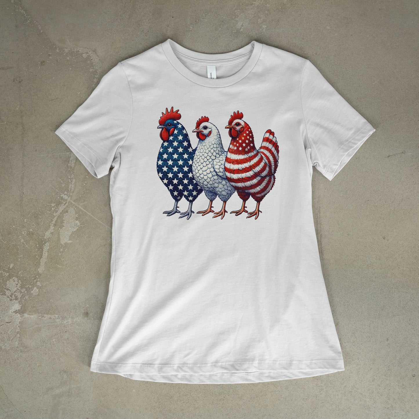 Patriotic Chicken Trio Tee – Red, White & Cluckin' Cute
