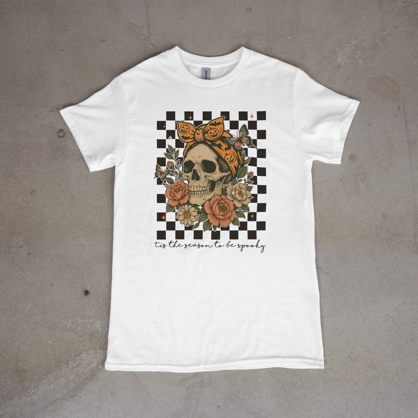 Tis the Season to Be Spooky Retro Skull Tee β Halloween Graphic Shirt