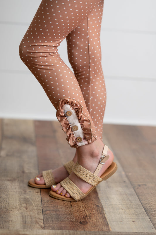 Beige Bow Button Pant Set