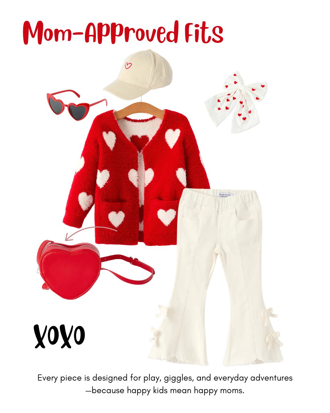 Fall Christmas Charming White Denim Pants with Cute Bows