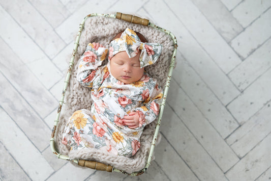 Botanical Ecru Baby Gown