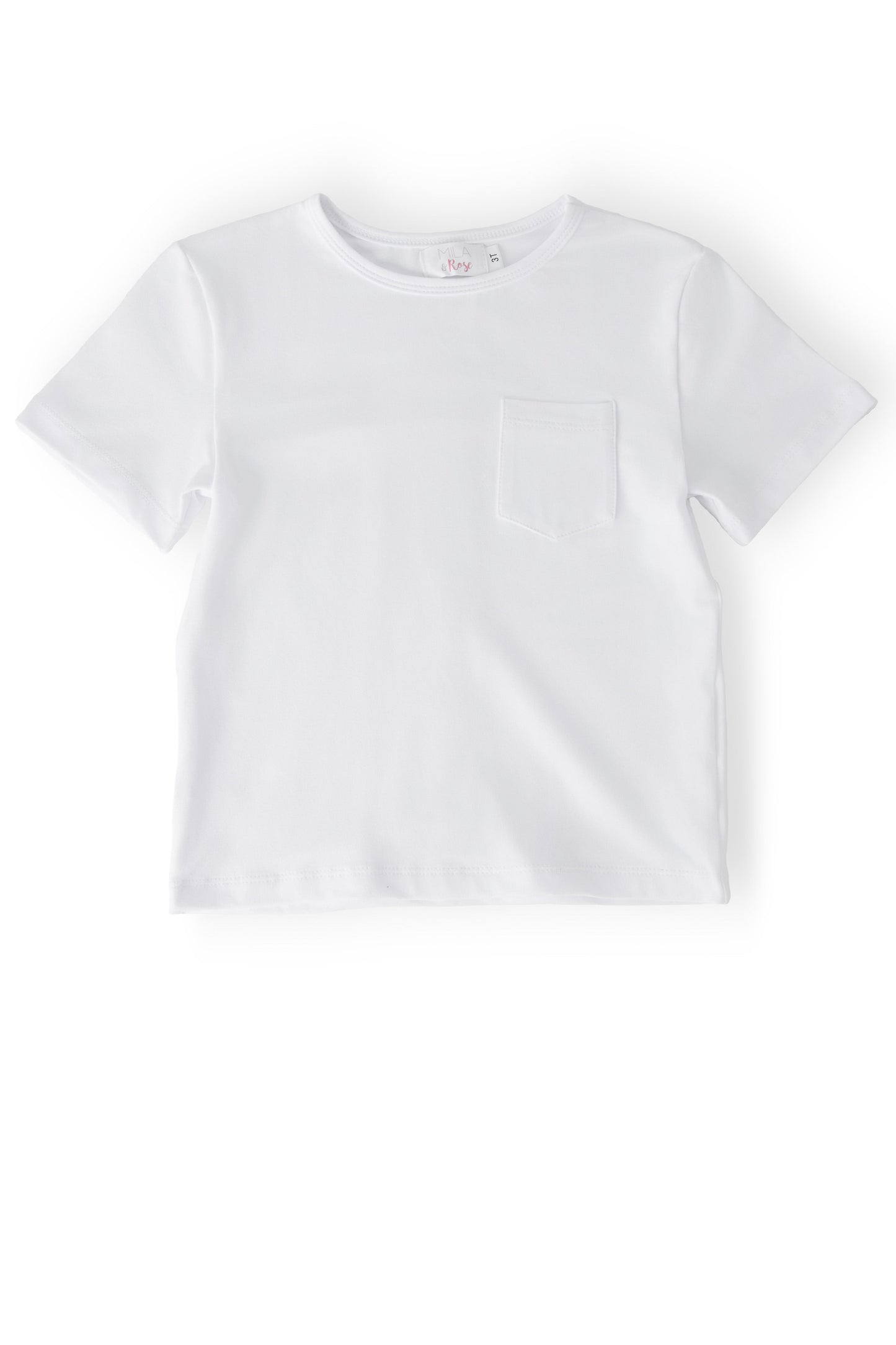 Boys White S/S Pocket Tee