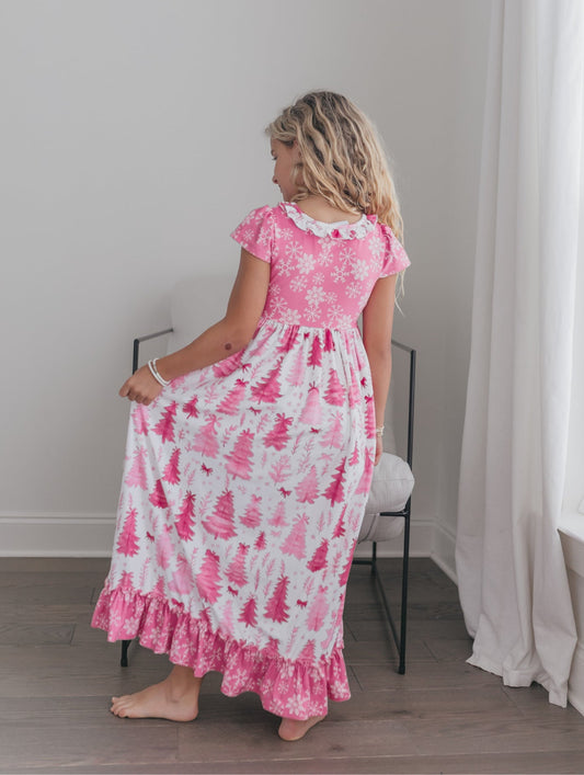 Bright Pink Tree Lounge Gown