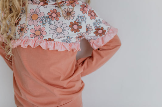 Desert Tan Retro Flower Hooded Set
