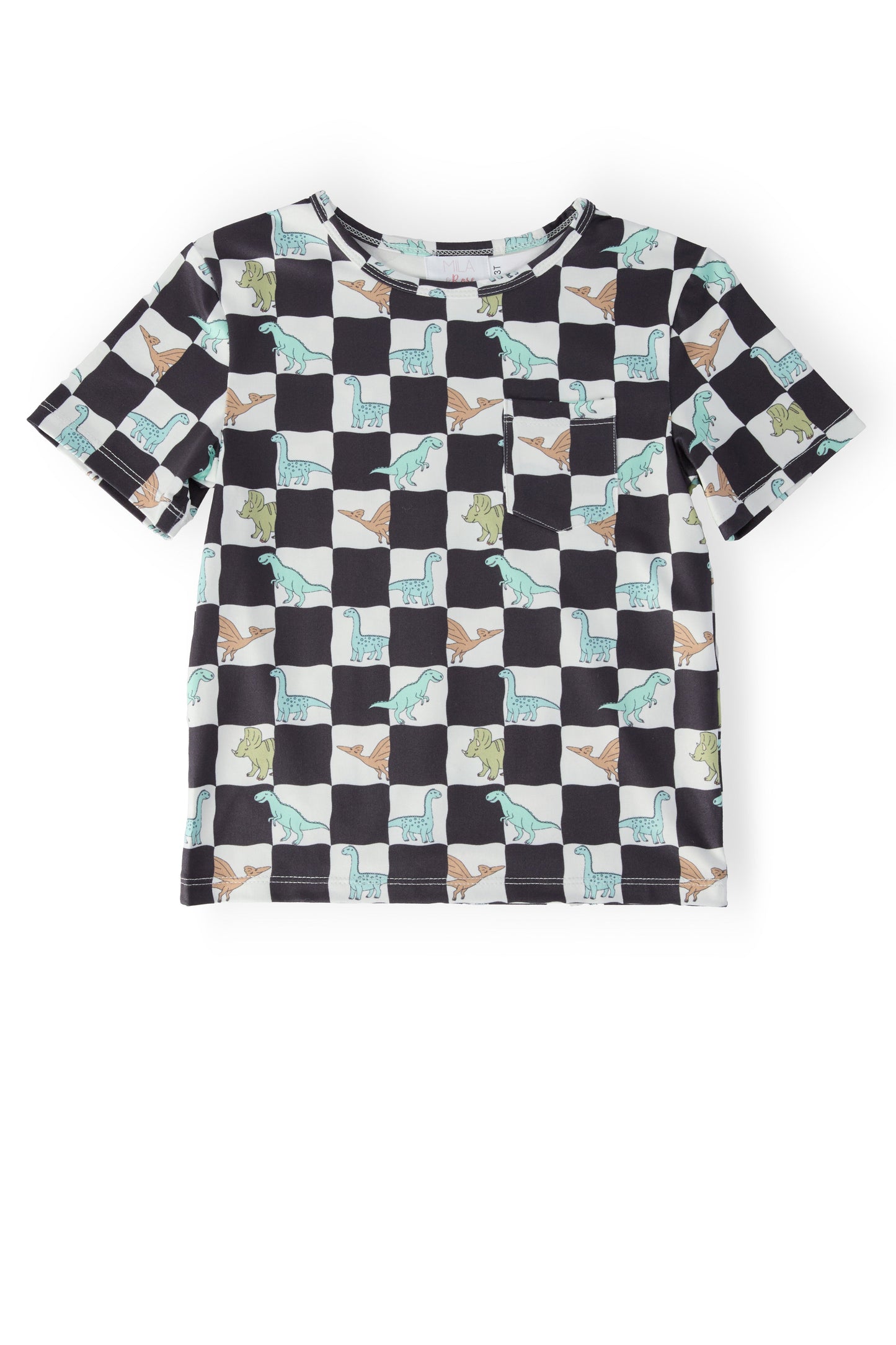Boys Dino Checkers S/S Pocket Tee