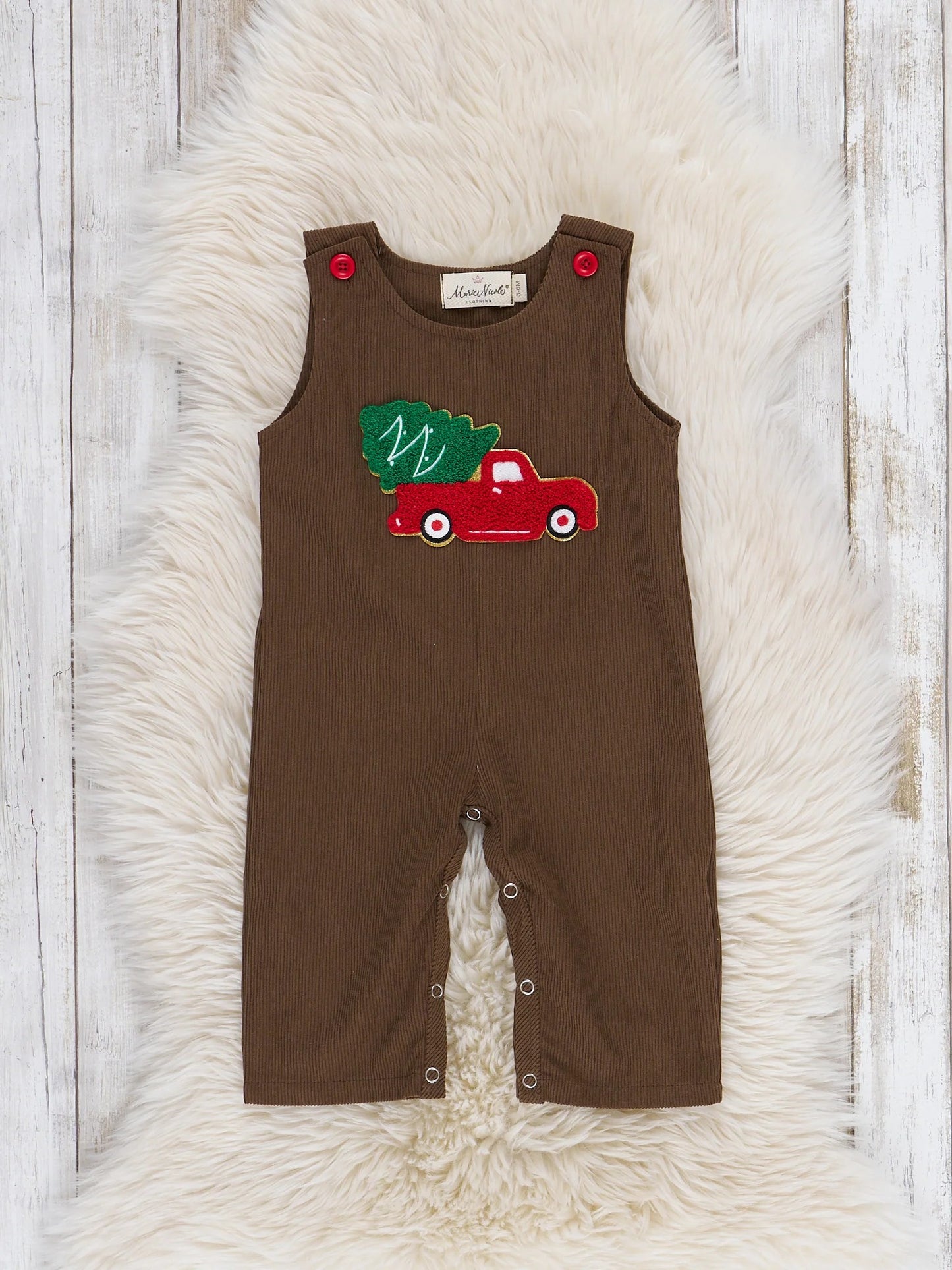 Farmhouse Striped Holiday Truck Romper Set