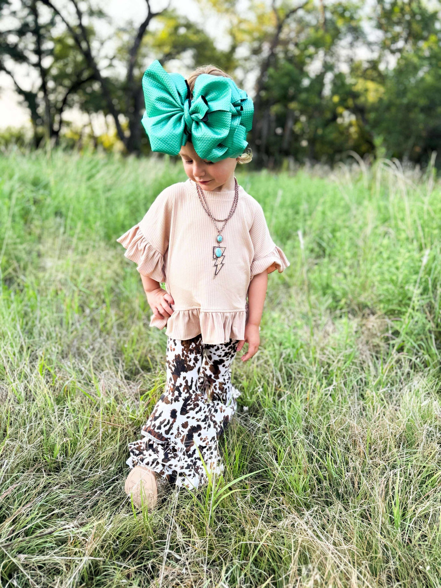 Brown cow double bell bottoms