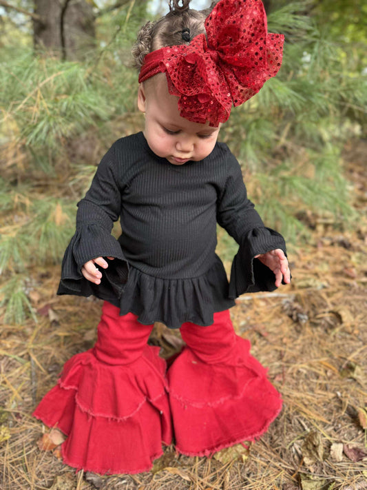 Midnight Edge Ruffled Sleeve Top