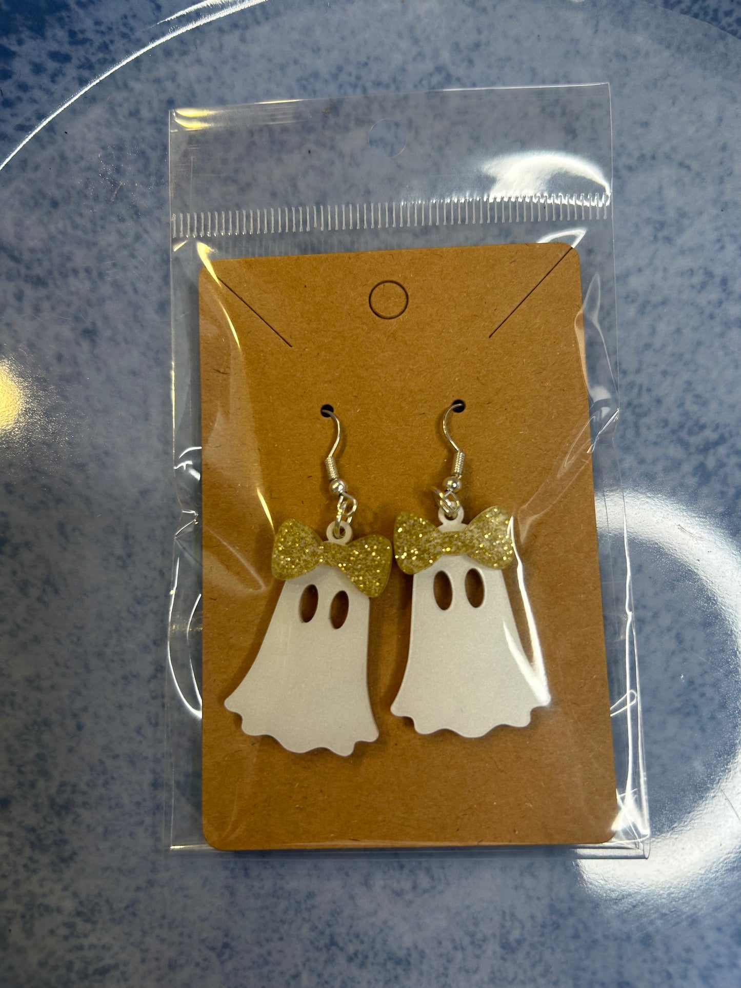 Ghost with Bow Dangle Earrings