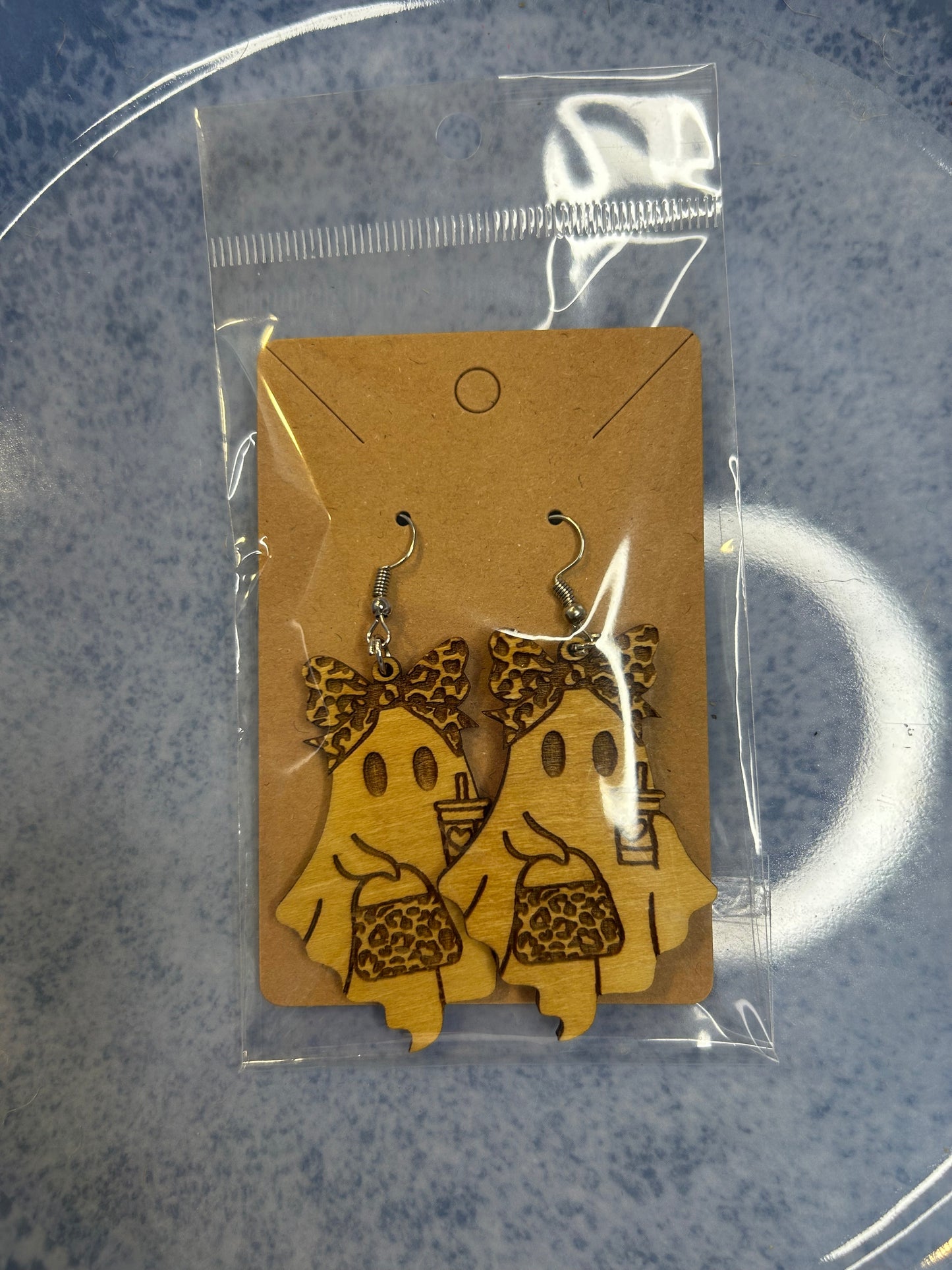 Leopard Bow Ghost Dangle Earrings
