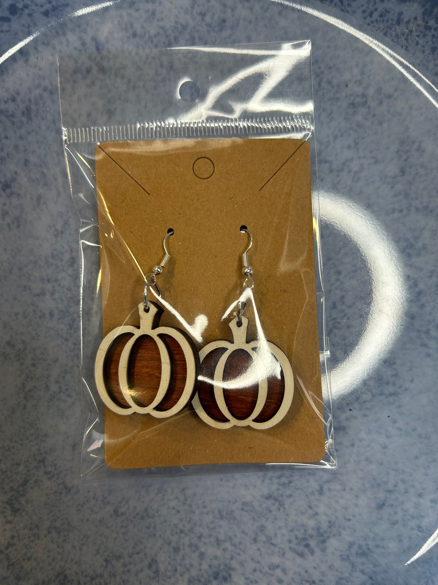 Wooden Pumpkin Dangle Earrings