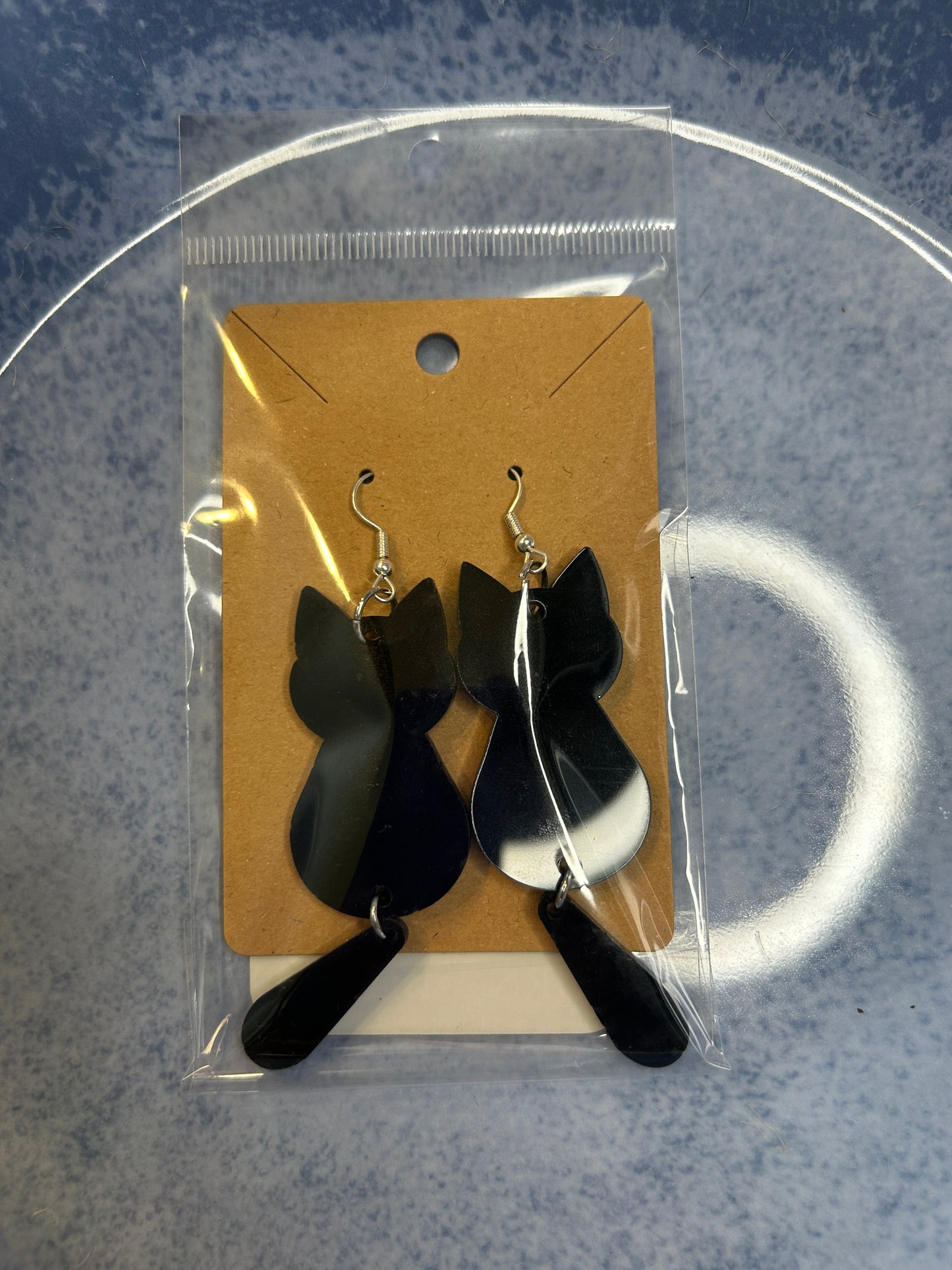 Black Cat Tail Dangle Earrings