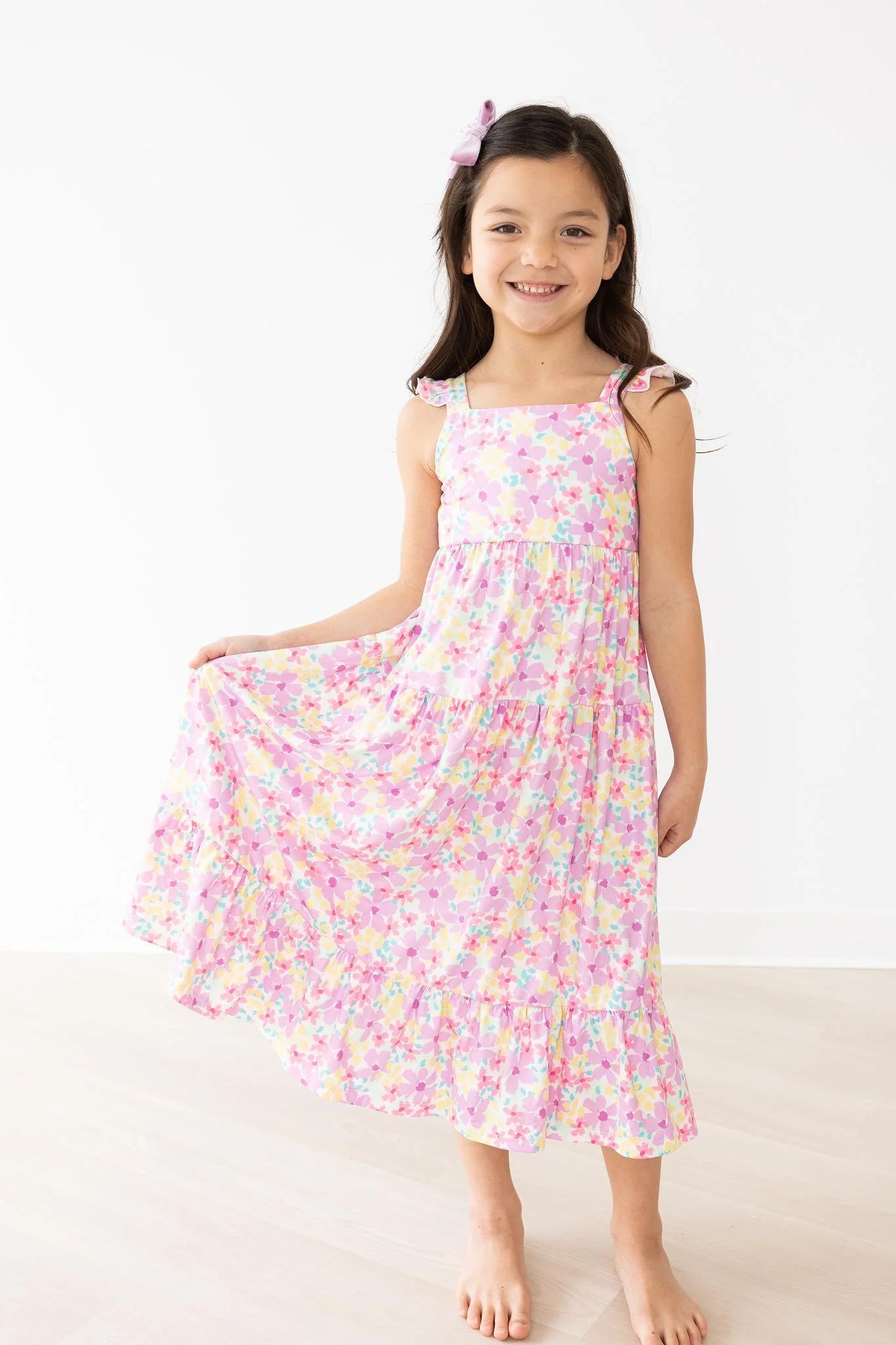 SUMMER Painting floral beauty dress♡ Biziza Women's Long Floral Print Waist Dress Summer Dresses