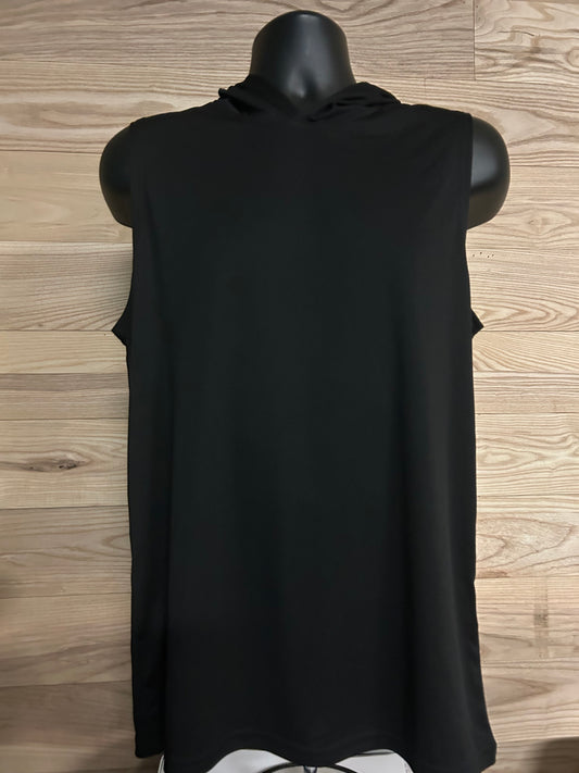 Sport-Tek® Sleeveless Hoodie – Lightweight Performance Gym Pullover (Black & White)
