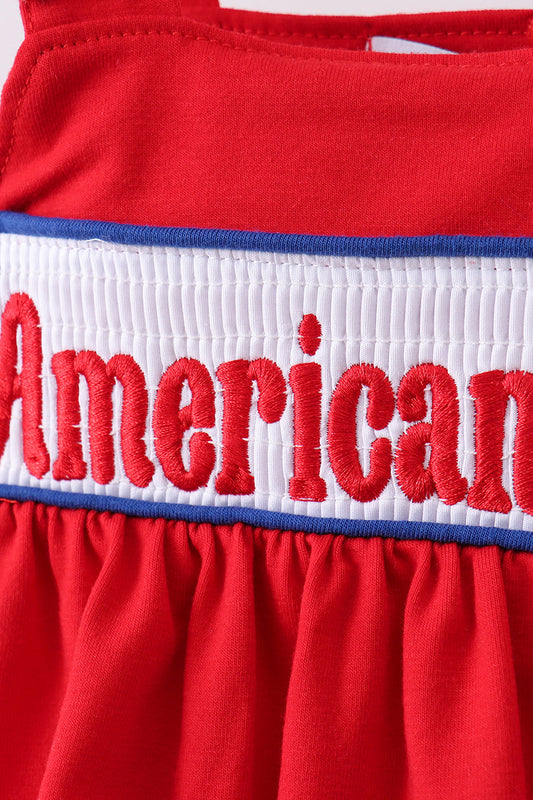 Red heart smocked bloomer set