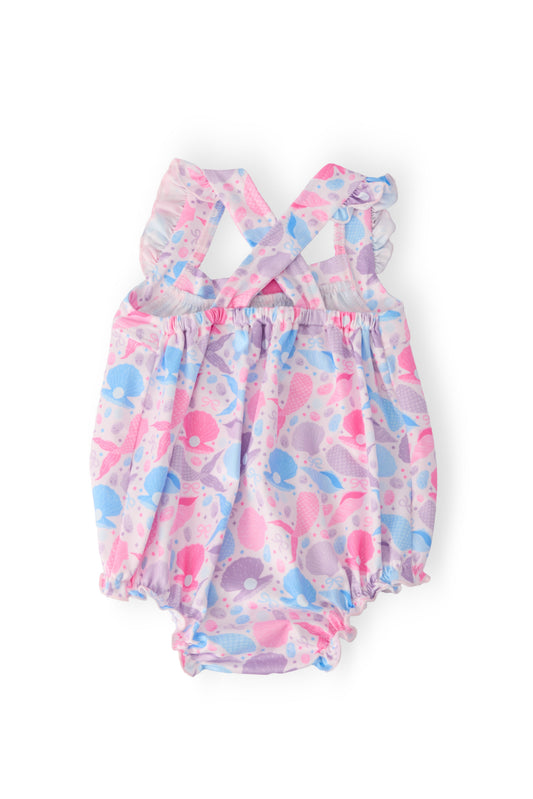 Mermaid Tails Ruffle Cross Back Romper