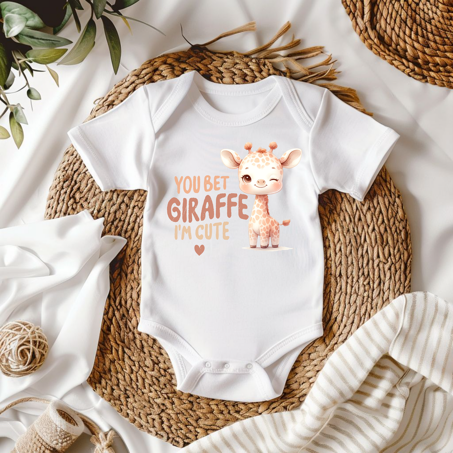 "You Bet Giraffe I'm Cute" Baby Bodysuit