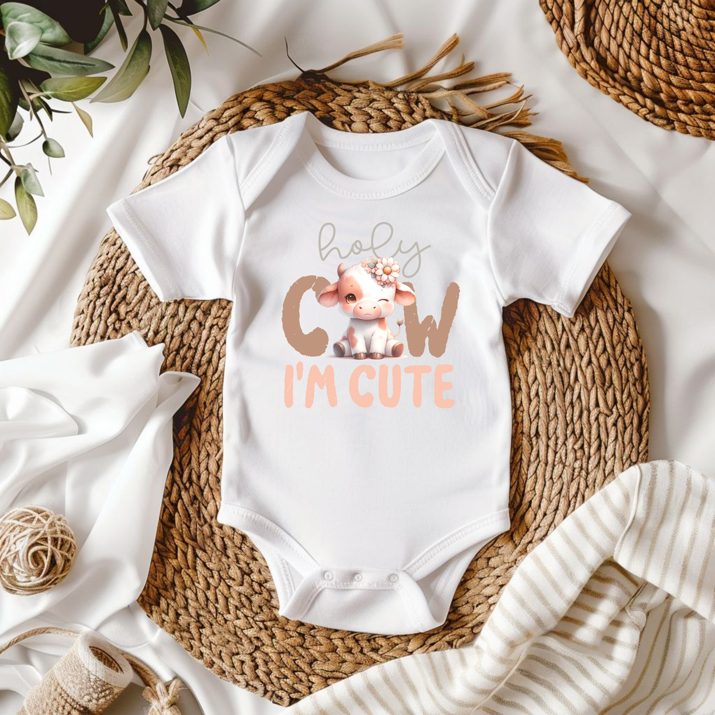 "Holy Cow, I'm Cute" Baby Bodysuit
