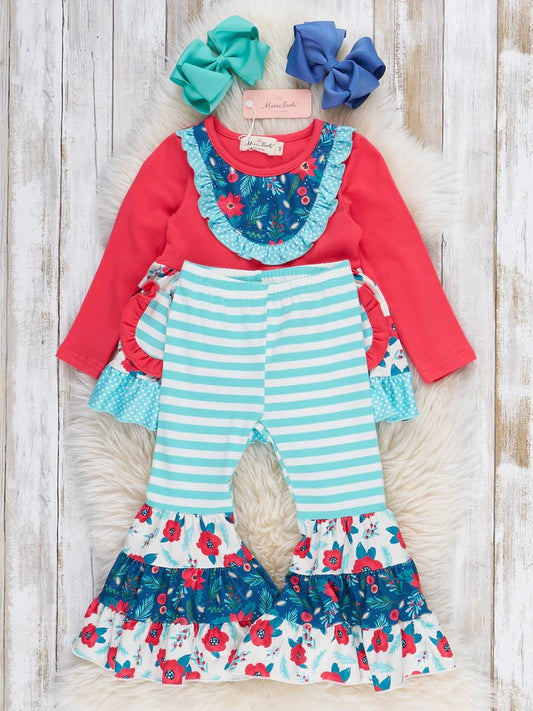 Poinsettias Pocket Flare Bells Outfit