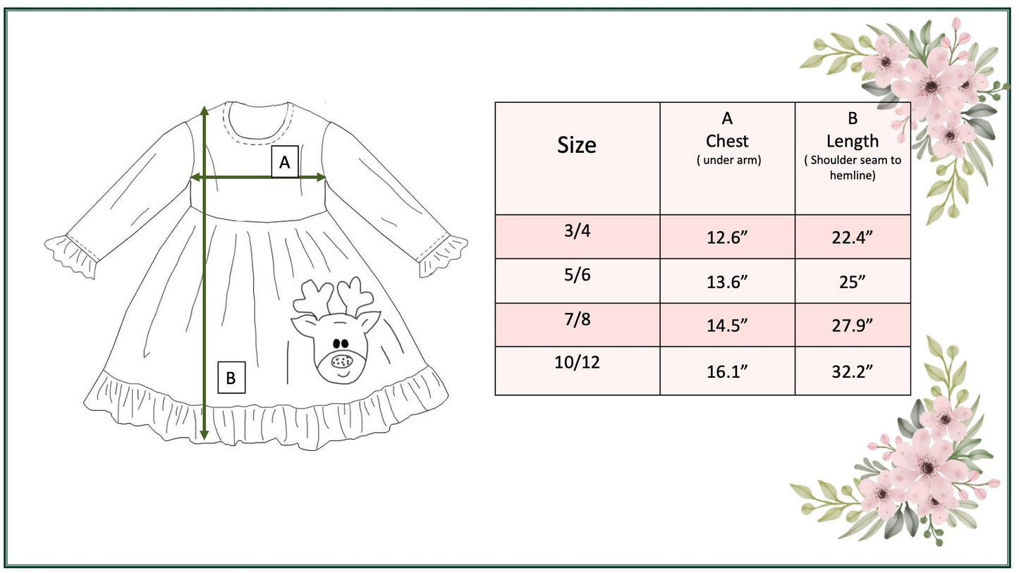 Plaid Reindeer Ruffle Dress