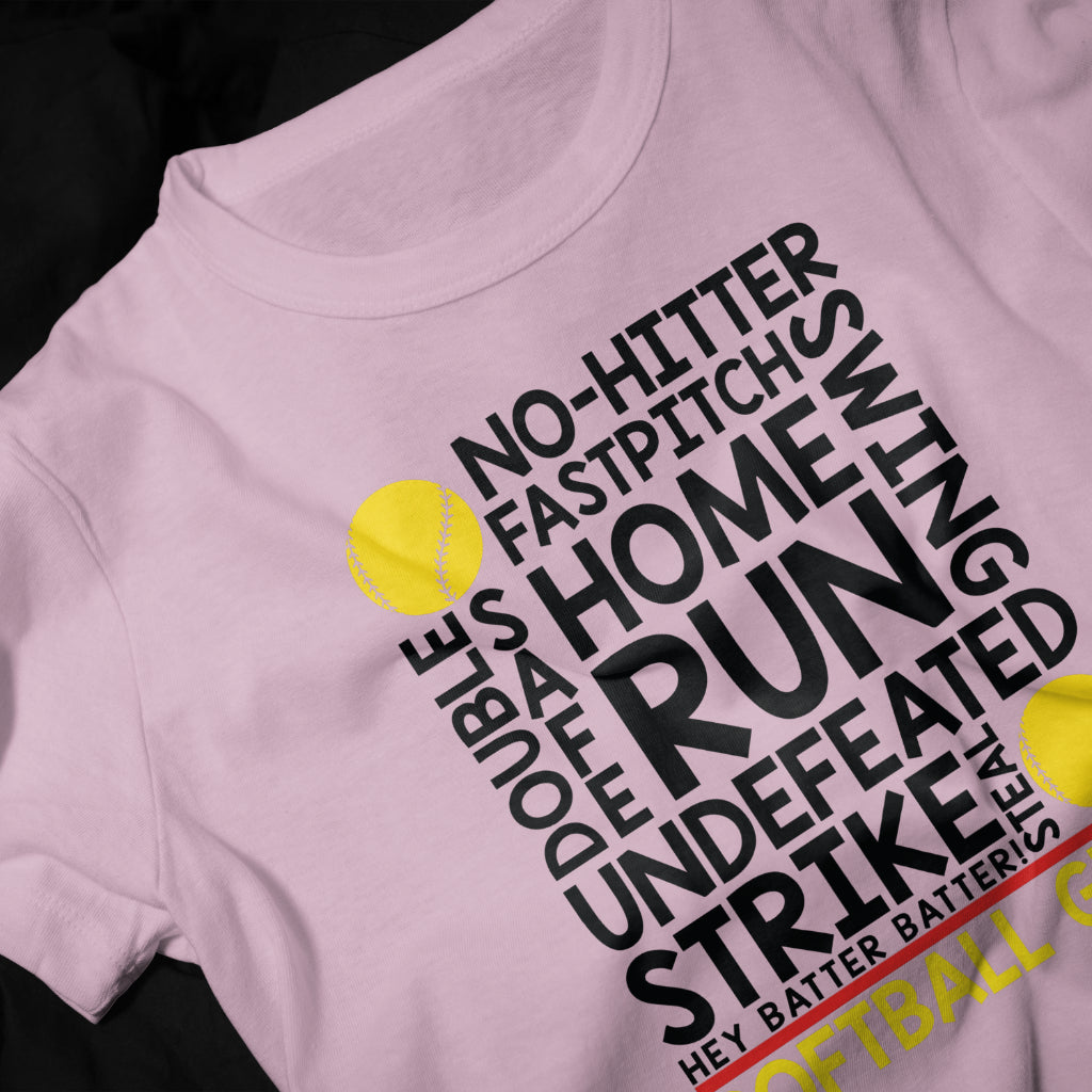 Softball Word Art T-Shirt – Game Day Essential for Every Fan