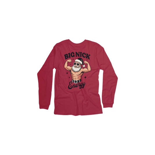 Big Nick Energy Santa Christmas T-Shirt – Funny Holiday Graphic Tee or Long Sleeve