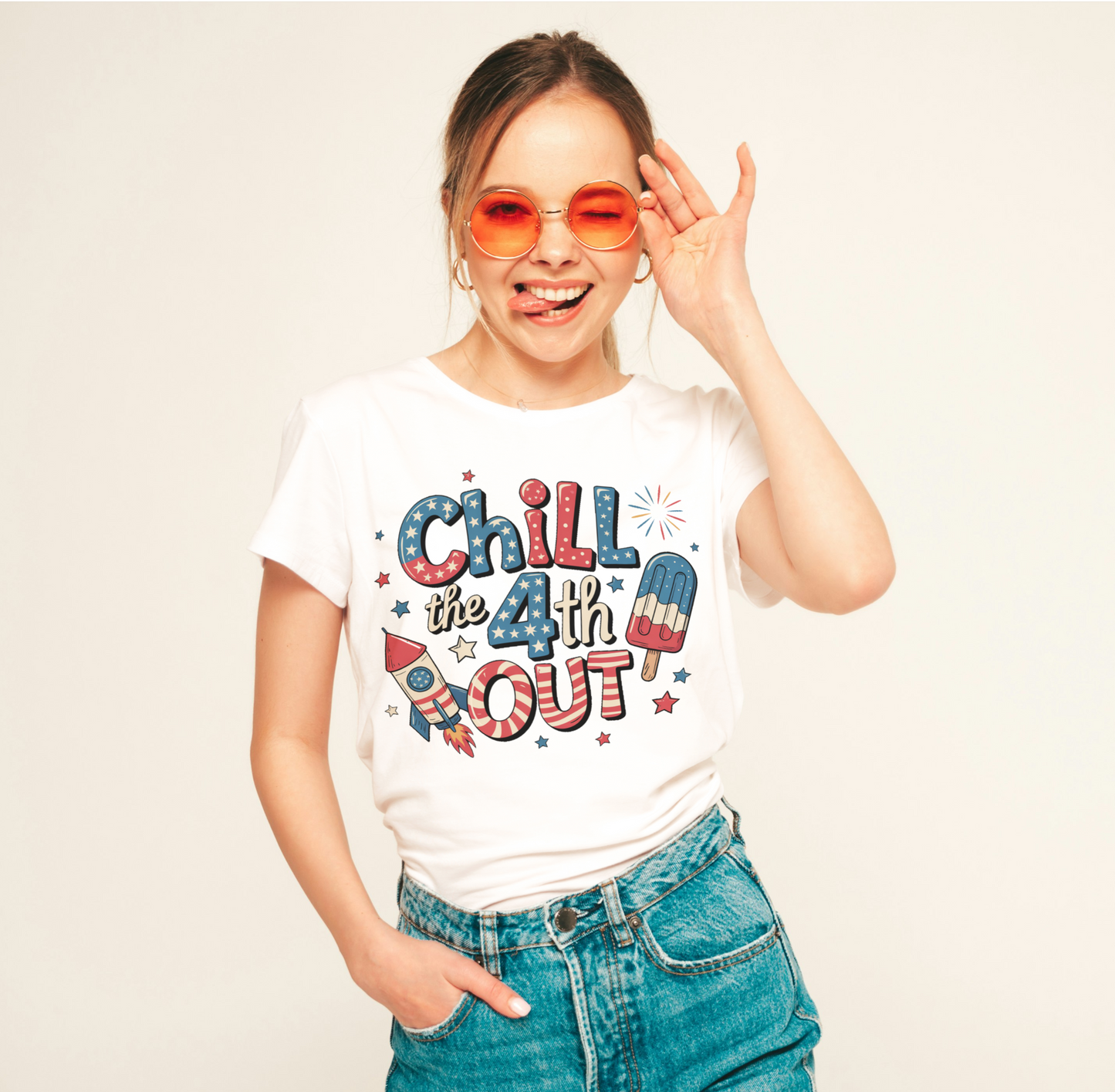 Chill the 4th Out Graphic Tee – Funny Patriotic Popsicle & Rocket 4th of July Shirt