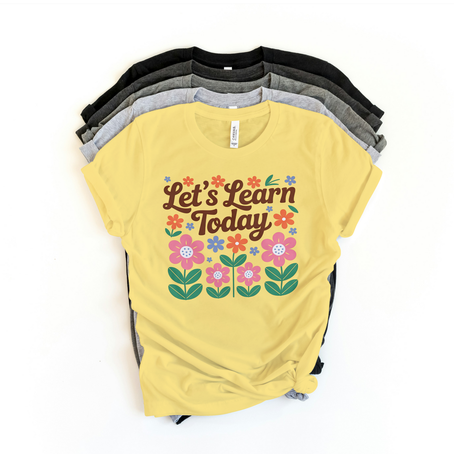 Let’s Learn Today Teacher Shirt – Retro Floral Classroom Tee