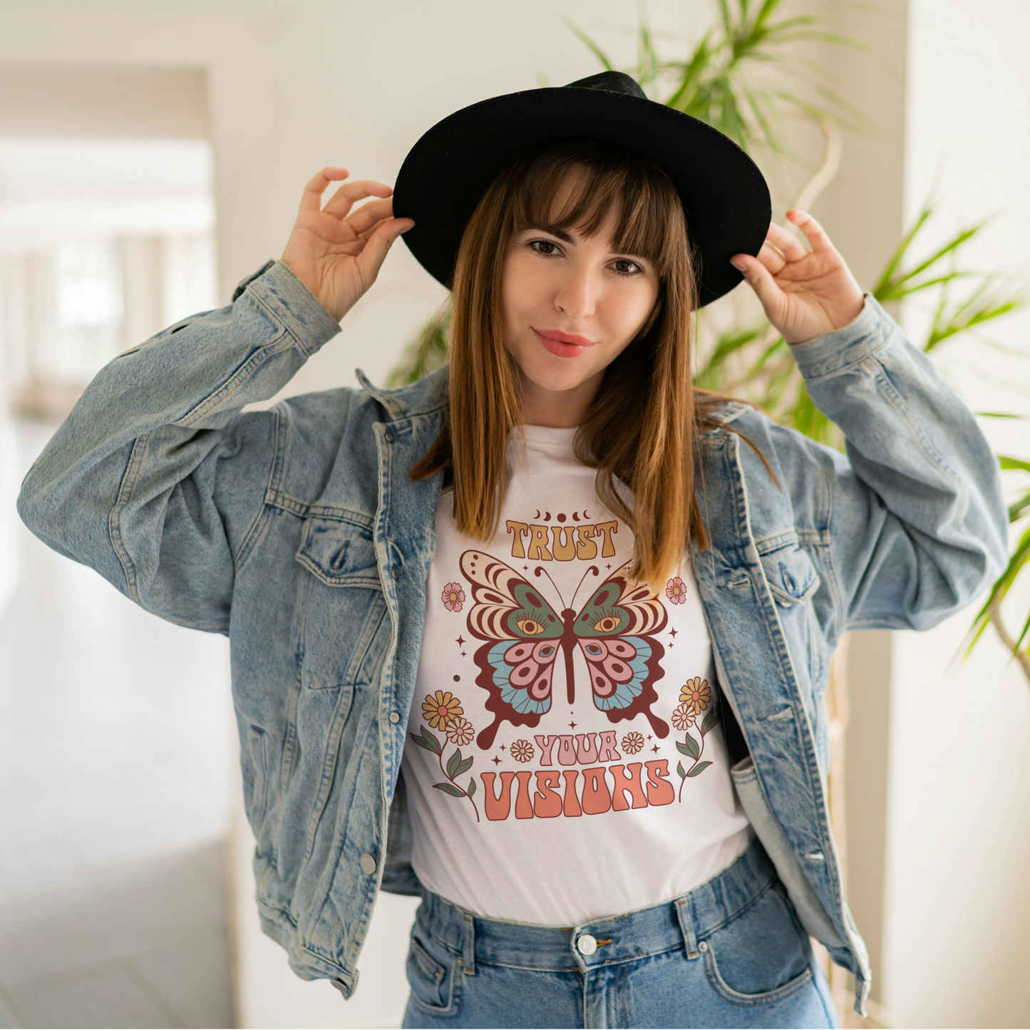 "Trust Your Vision" Vintage Butterfly Moon Phase Tee