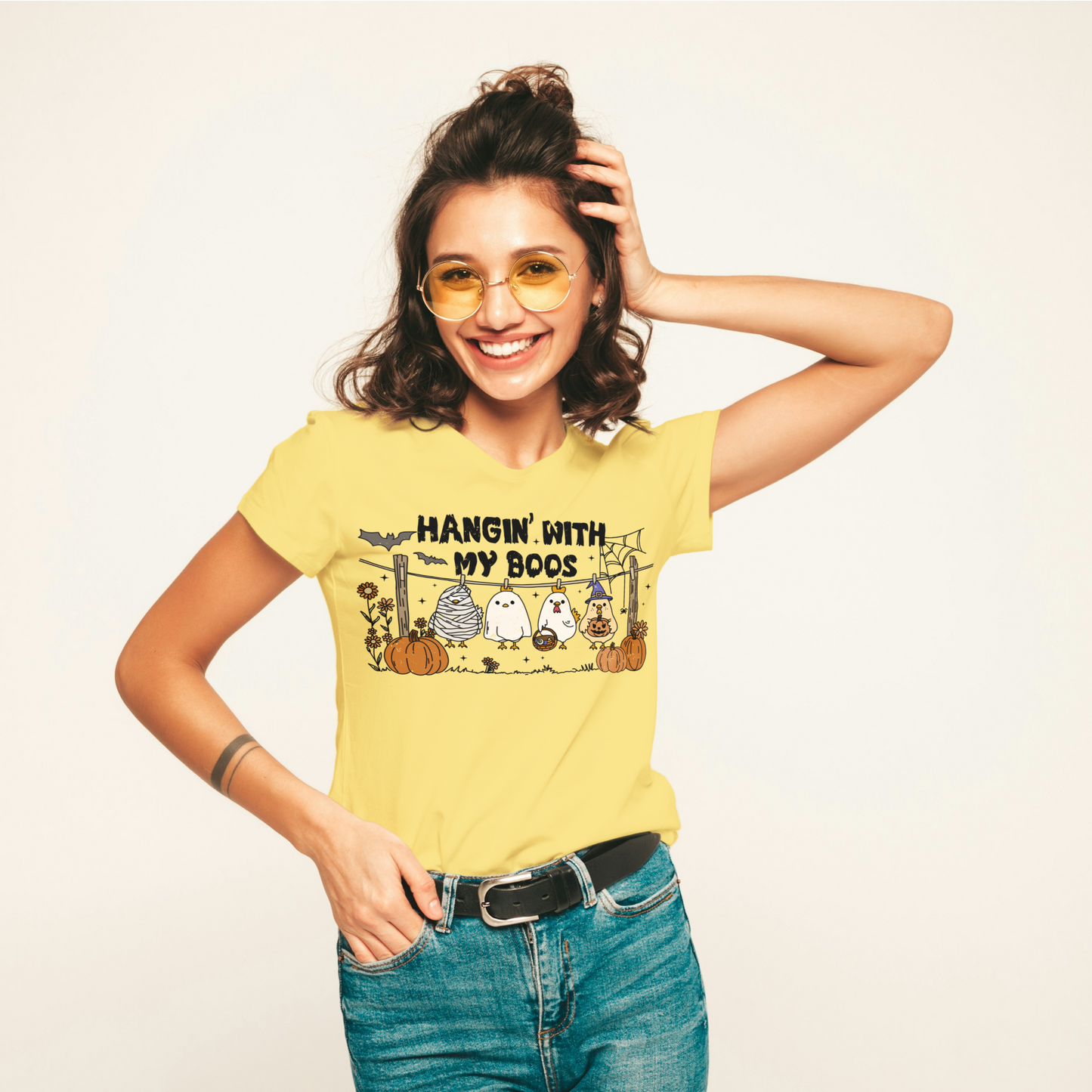 Hangin' With My Boos Halloween Chick Tee – Funny Fall Graphic Shirt