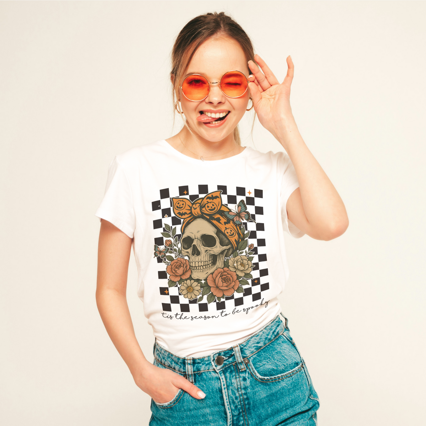 Tis the Season to Be Spooky Retro Skull Tee β Halloween Graphic Shirt
