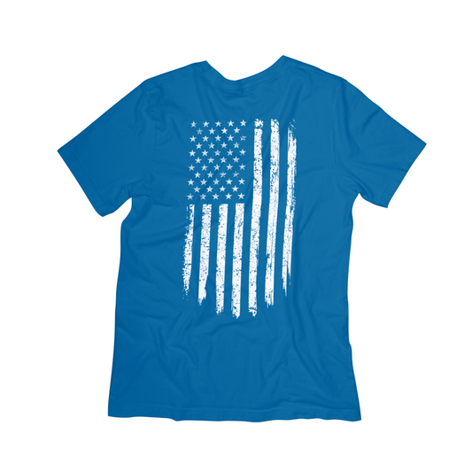 Distressed Vertical American Flag Graphic Tee – Patriotic USA Shirt