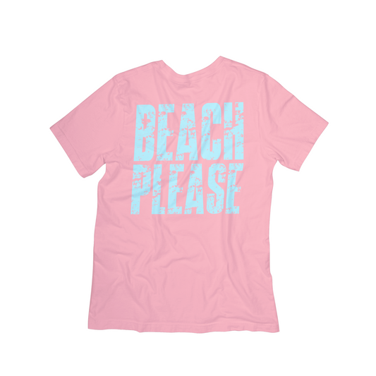 Beach Please Distressed Lettering Summer Tee – Funny Coastal Graphic Shirt