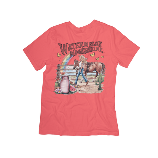 Watermelon Moonshine Graphic Tee – Western Cowgirl Summer T-Shirt